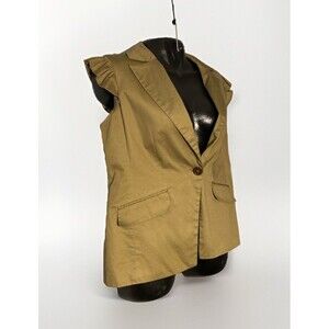 Attention Women's Vest Ruffle Shoulder Size 16 Olive‎ Green
